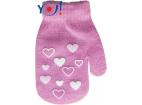 YO !  Kojenecké dívčí akrylové  rukavičky YO - růžové, 12cm rukavičky