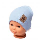 Žebrovaná dvouvrstvá čepice s lemem - sv. modrá, Baby Nellys, 68-74 (6-9m)