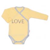 Baby Nellys Body dlouhý rukáv Love - zapínání bokem, žluté, 50 (0-1m)