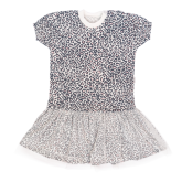 Mamatti Dětské šaty s tylem, kr. rukáv, Gepardík, bílé se vzorem, vel. 86, 86 (12-18m)