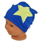 Bavlněná čepička Stars Baby Nellys ® - tm. modrá, vel. 98, 98 (2-3r)