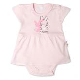 Baby Nellys Bavlněné kojenecké sukničkobody, kr. rukáv, Cute Bunny - sv. růžové, vel. 86, 86 (12-18m)