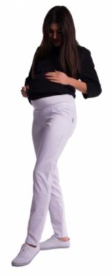 Be MaaMaa Těhotenské kalhoty s mini těhotenským pásem - bílé, XL (42)