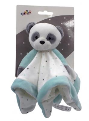 Tulilo Přítulníček, mazlík Medvídek Panda - tyrkysový, 25 x 25 cm